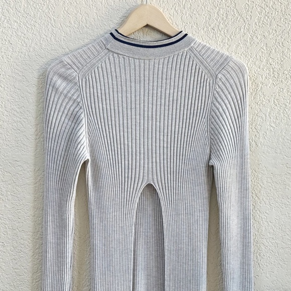 Maison Margiela Dress Sweater Ribbed Knit Wool Open Back Long Luxury Gray L - Picture 8 of 16